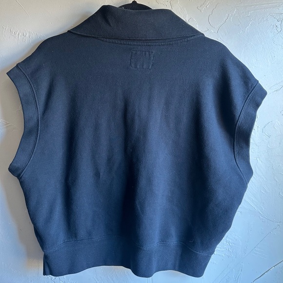 Abercrombie & Fitch Cropped Sweatshirt Half Zip Sleeveless Pullover Black Sz L - Picture 2 of 10